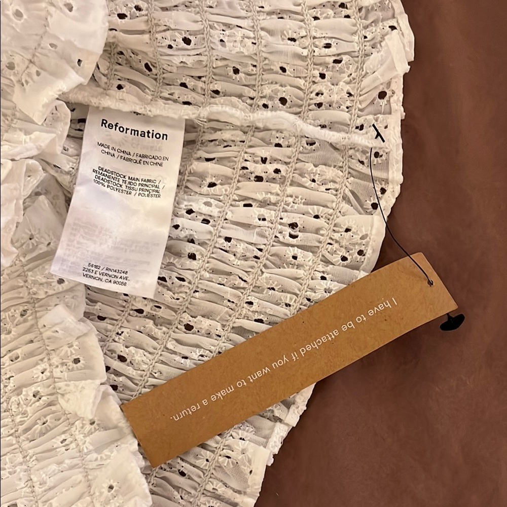 Reformation White Eyelet Smocked Crop Tank - Picture 6 of 6